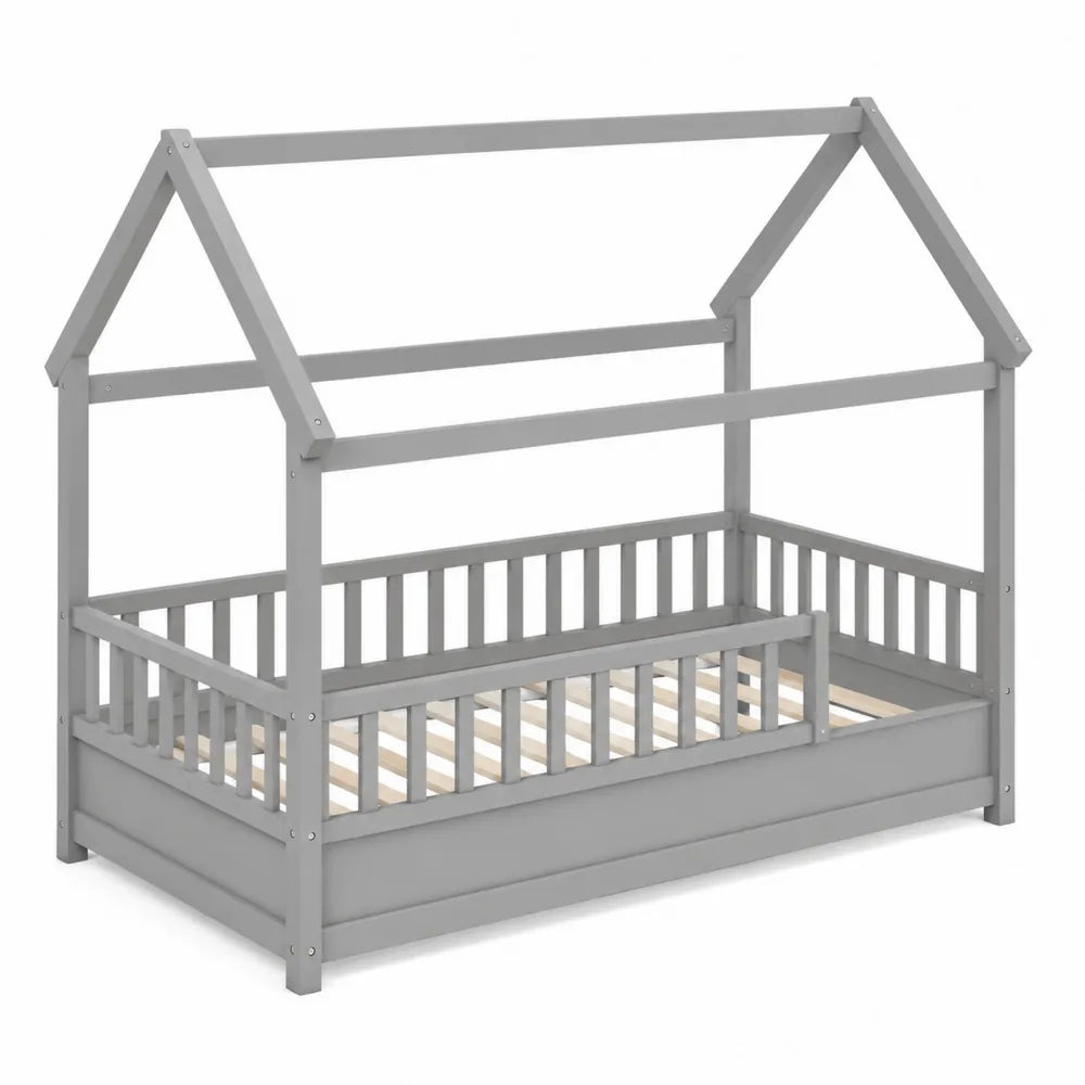 Lit cabane enfant en bois Gris 200x90 cm