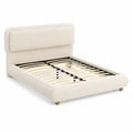 Lit double en bois et tissu beige 140x200 cm