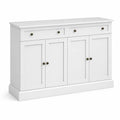 Buffet en bois blanc avec 4 portes et 2 tiroirs