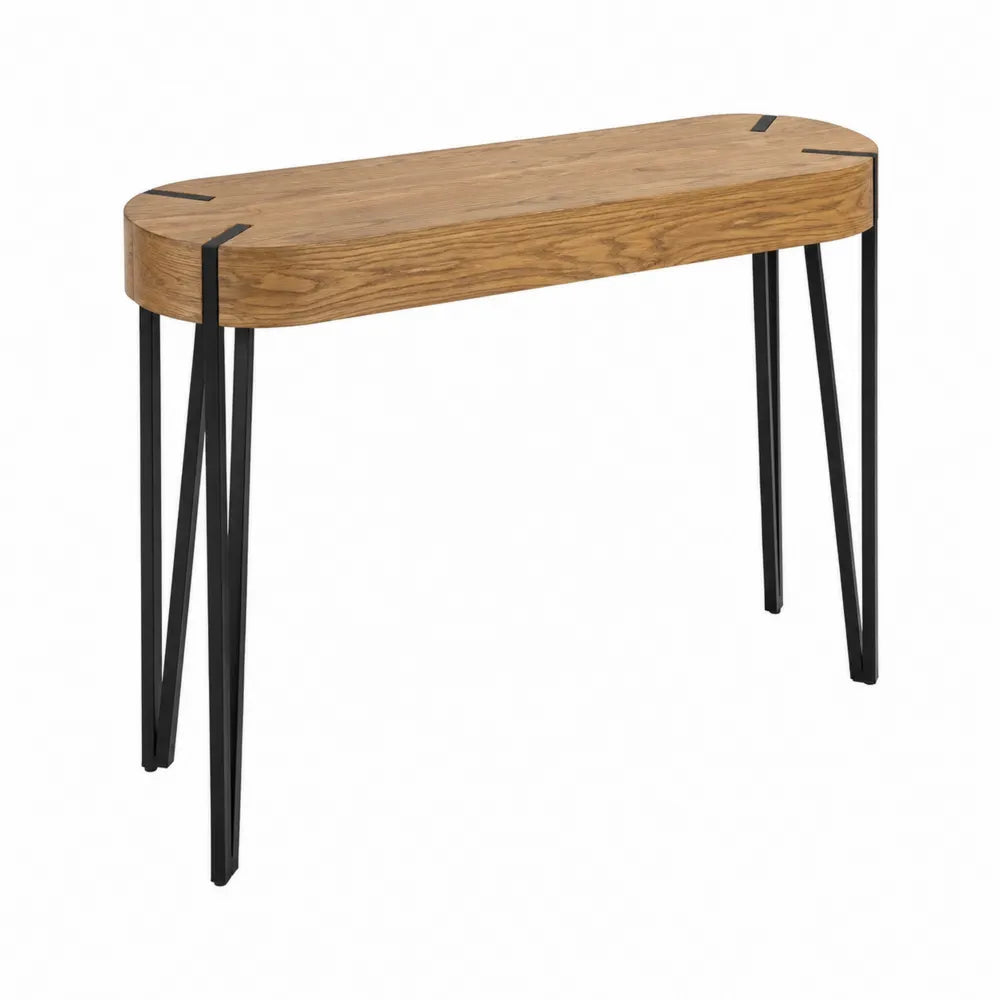 Console en bois massif et métal noir 120cm
