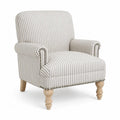 Fauteuil en Lin Rayé avec Accoudoirs Cloutés