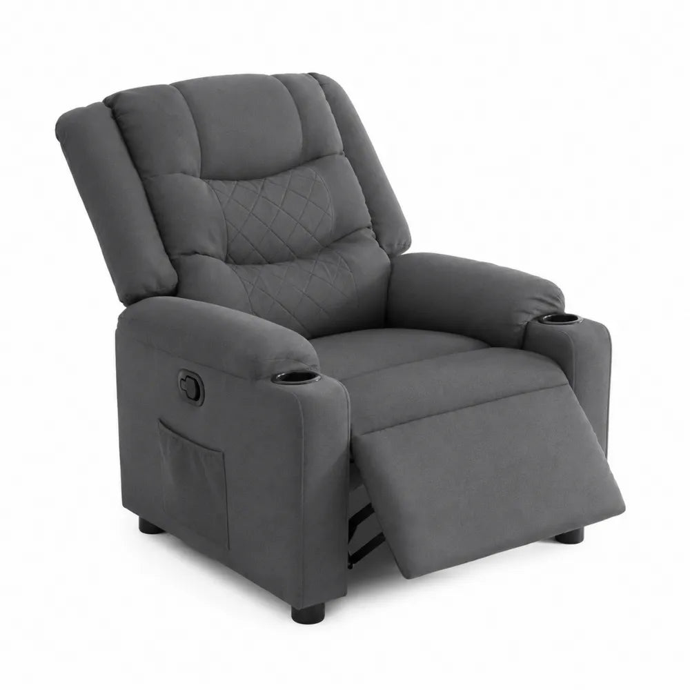 Fauteuil inclinable en tissu polyester avec repose-pieds Gris