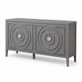 Buffet gris en bois massif avec motifs circulaires 180cm