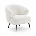 Fauteuil en tissu bouclé avec pieds en métal Blanc