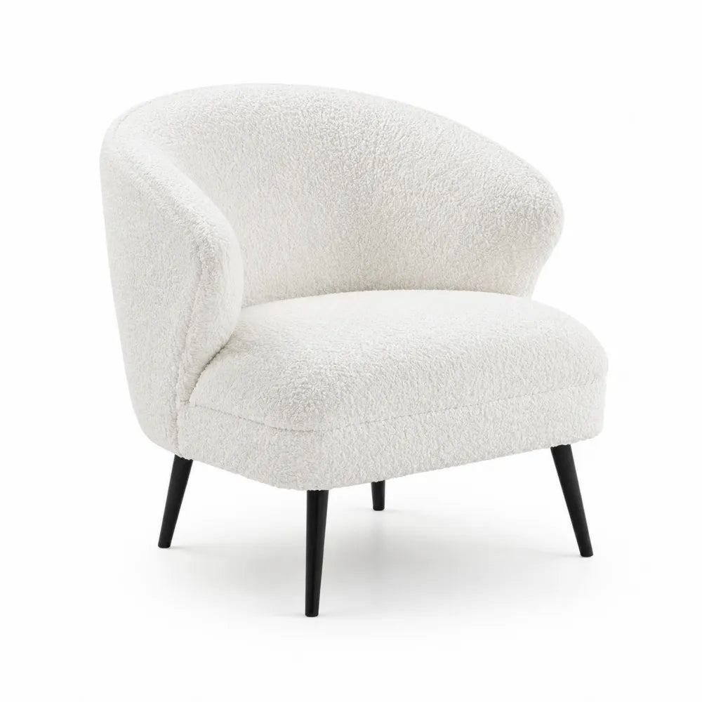 Fauteuil en tissu bouclé avec pieds en métal Blanc
