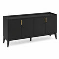 Buffet en bois MDF noir avec poignées dorées