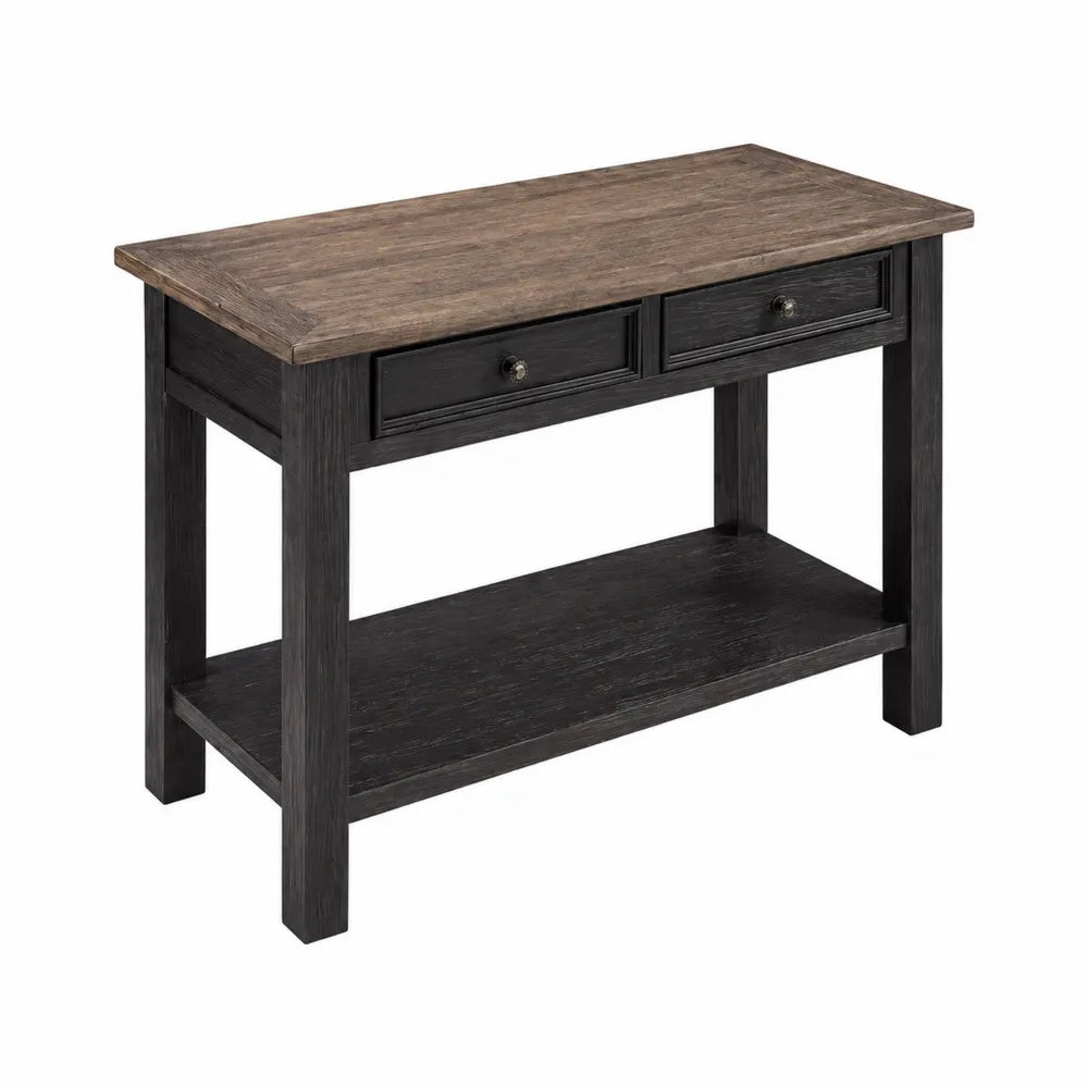 Table console en bois Marron et Noir avec tiroirs 120x40x80cm