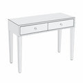 Console en verre miroir avec deux tiroirs en argent