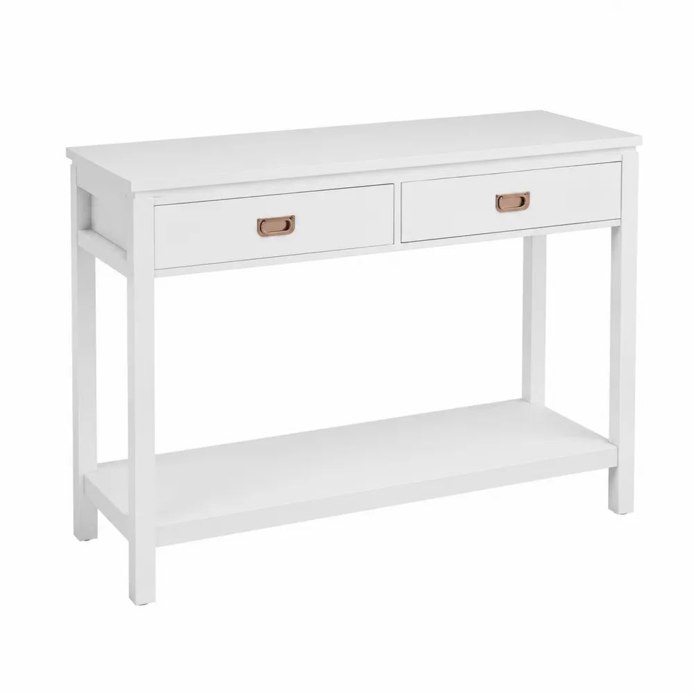 Table console en bois MDF avec tiroirs Blanc 100x30x80 cm