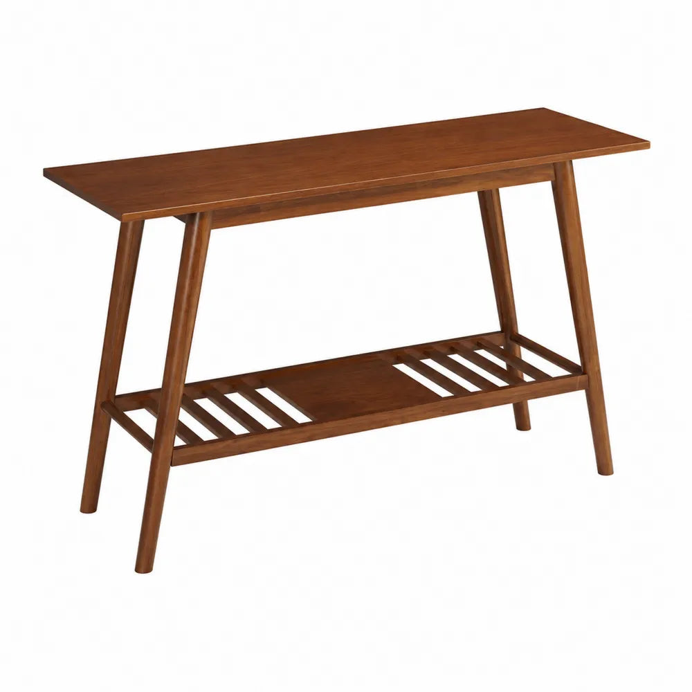 Console en bois avec étagère inférieure marron